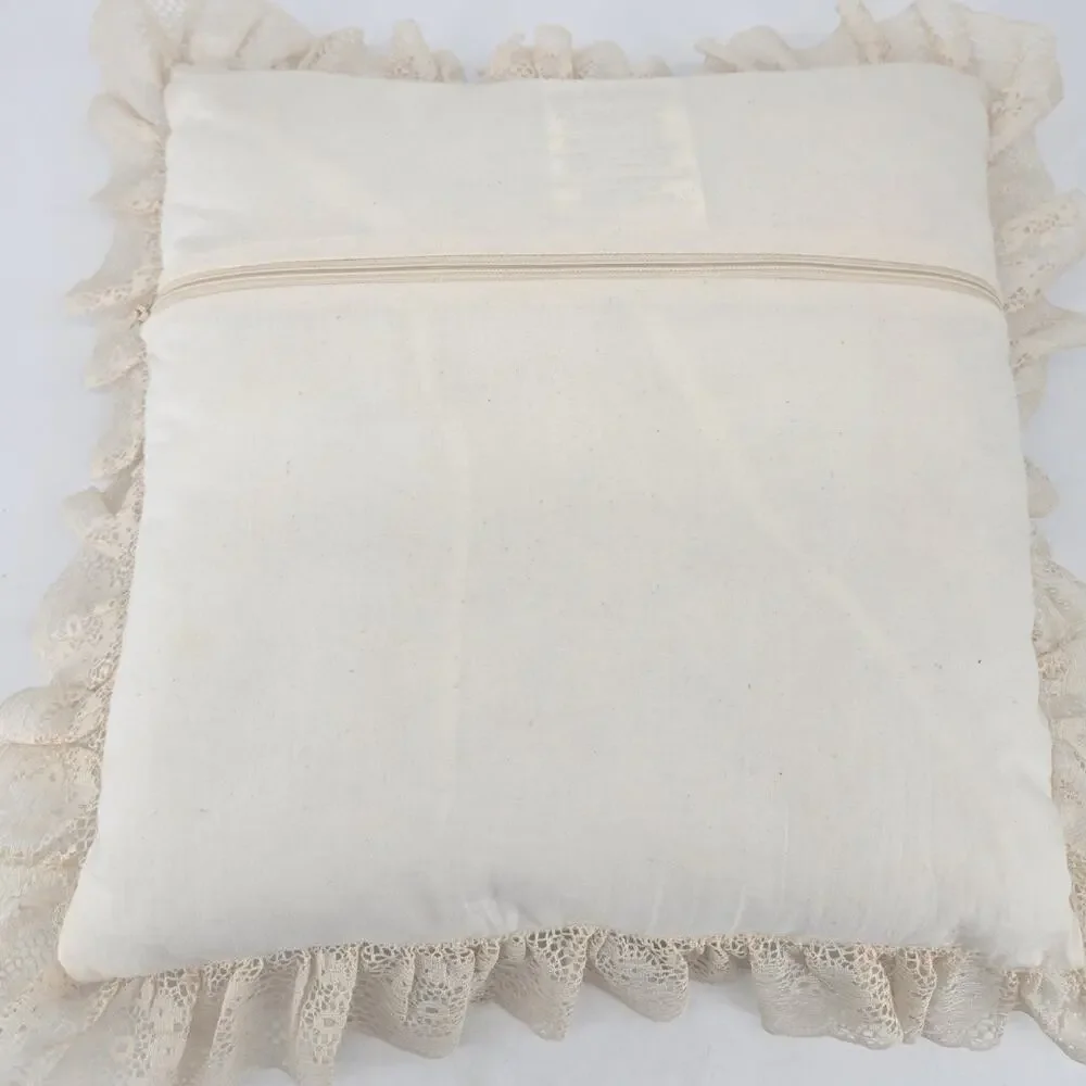 Vintage 90s Grandmacore Embroidered Candmar Designs Victorian Style Throw Pillow